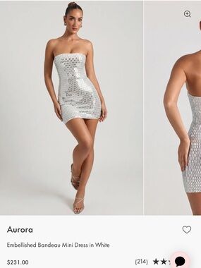 Aurora Embellished White Bandeau Mini Dress.